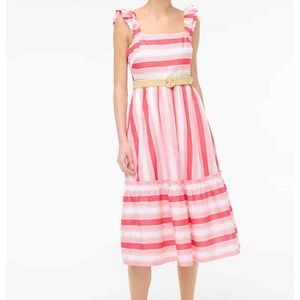J. Crew Striped Squareneck Midi Dress